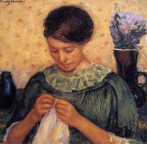 Woman Sewing by Mary Cassatt