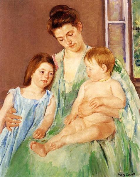 Young Mother And Two Children by Mary Cassatt