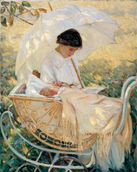 Young Mother In The Garden by Mary Cassatt