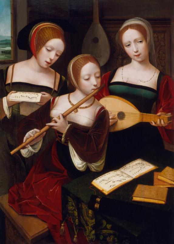Three Musicians, Circa 1530 by Master Of The Female Half-lengths