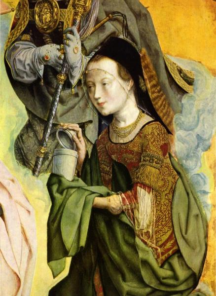 Bartholomäus Mit Dem Stifter Zwischen Den Heiligen Agnes Und Cäcilia, by Master Of The Saint Bartholomew Altarpiece Oil Painting Reproductions