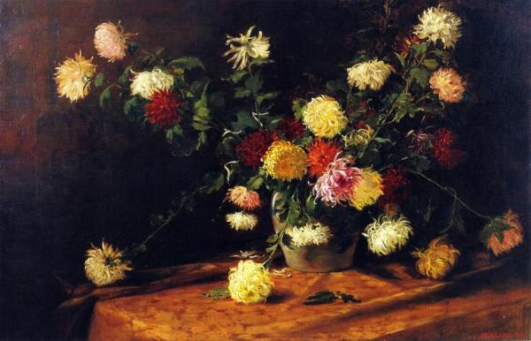 Chrysanthemums by Mathias Joseph Alten Oil Painting Reproductions