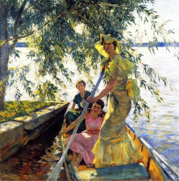 Three Women In A Rowboat by Mathias Joseph Alten