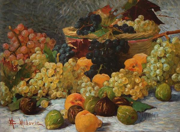 Still Life With Grapes by Mato Celestin Medovic