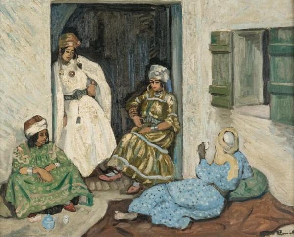 Women Of Ouled Naïl (femmes Ouled Naïl) by Maurice Bouviolle Oil Painting Reproductions