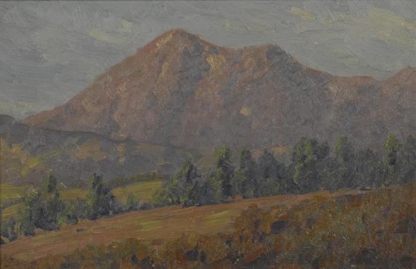 Trees On A Ridge With Purple Mountains Beyond by Maurice Braun