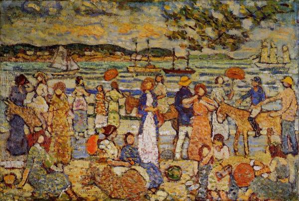 Along The Shore by Maurice Brazil Prendergast Oil Painting Reproductions