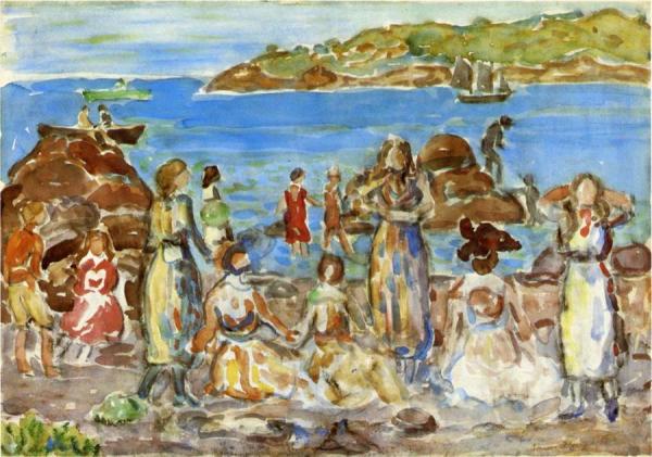Beach Scene, New England by Maurice Brazil Prendergast