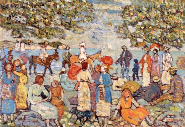 Beach Scene With Donkeys by Maurice Brazil Prendergast