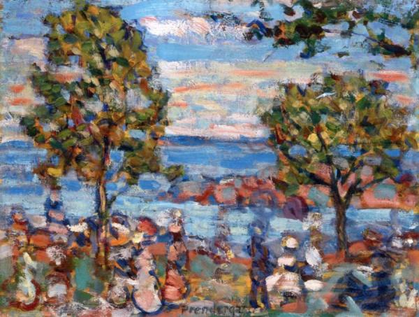 Beach Scene With Two Trees by Maurice Brazil Prendergast