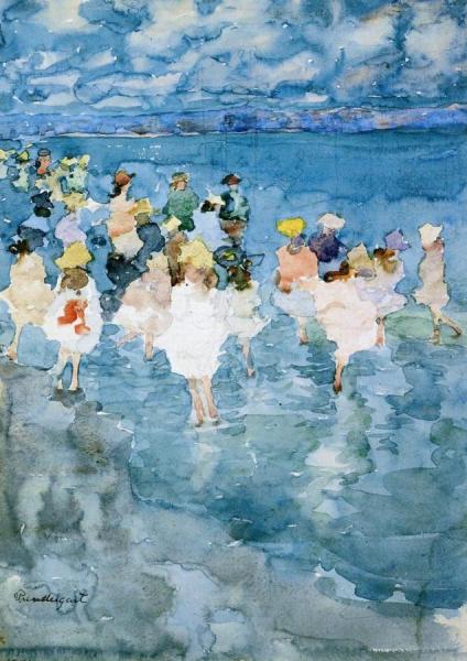 Children At The Beach by Maurice Brazil Prendergast