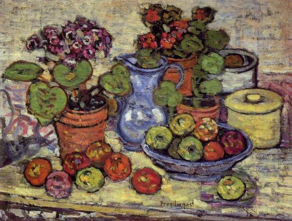 Cinerarias And Fruit by Maurice Brazil Prendergast