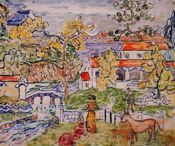 Figures And Donkeys by Maurice Brazil Prendergast