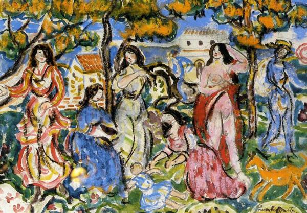 Figures In A Landscape by Maurice Brazil Prendergast