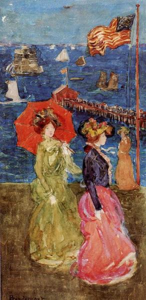 Figures Under The Flag by Maurice Brazil Prendergast