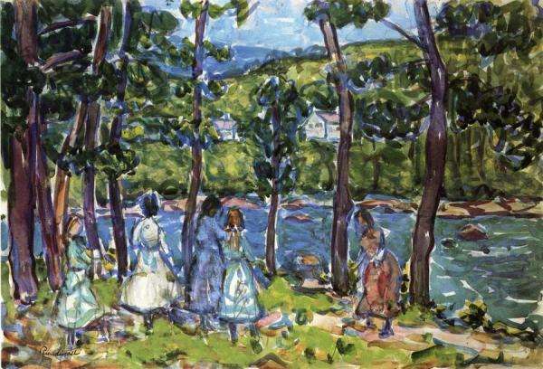 Girls On The Riverbank by Maurice Brazil Prendergast