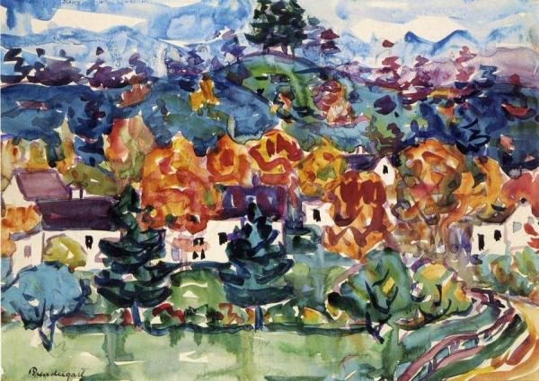 Hillside Village by Maurice Brazil Prendergast