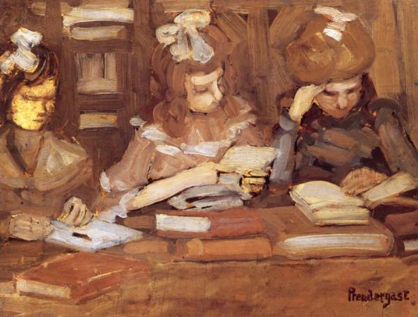 In The Library by Maurice Brazil Prendergast