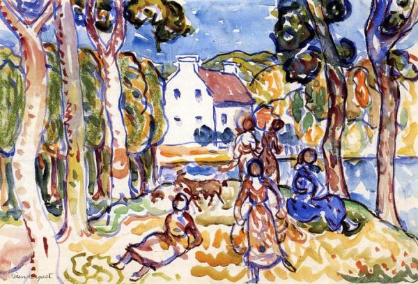 Landscape With Figures And Goat by Maurice Brazil Prendergast