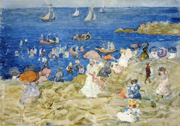 New England Beach Scene by Maurice Brazil Prendergast