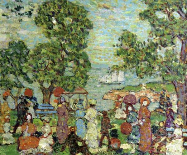 Park Scene Near Bay by Maurice Brazil Prendergast