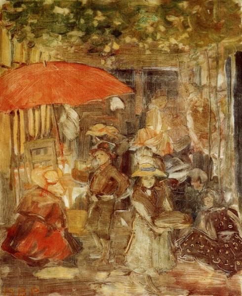 Picnic With Red Umbrella by Maurice Brazil Prendergast