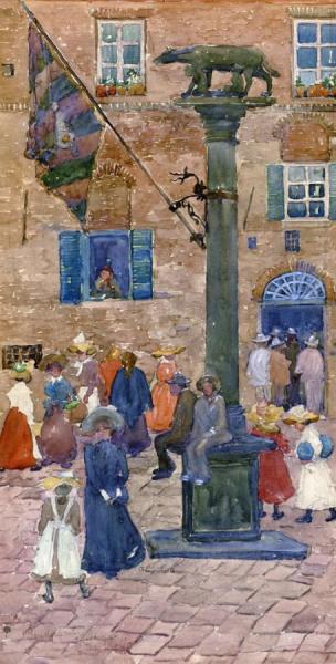 Sienna - Column Of The Wolf by Maurice Brazil Prendergast