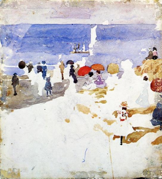 Sketch - Figures On Beach by Maurice Brazil Prendergast