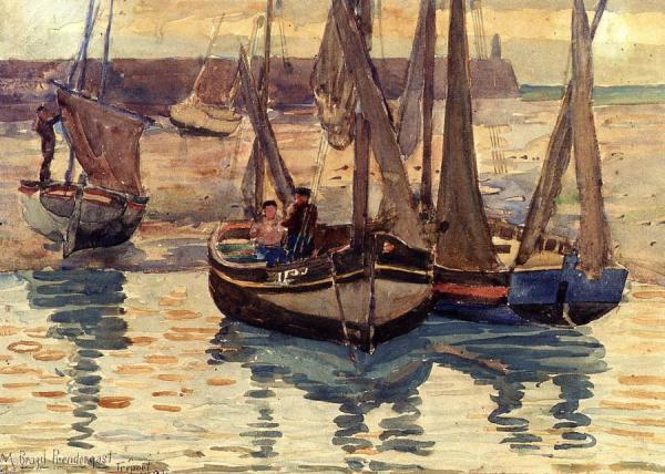 Maurice Brazil Prendergast Small Fishing Boats, Treport, France