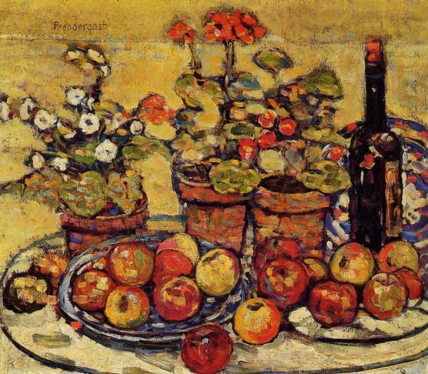 Still Life - Fruit And Flowers by Maurice Brazil Prendergast