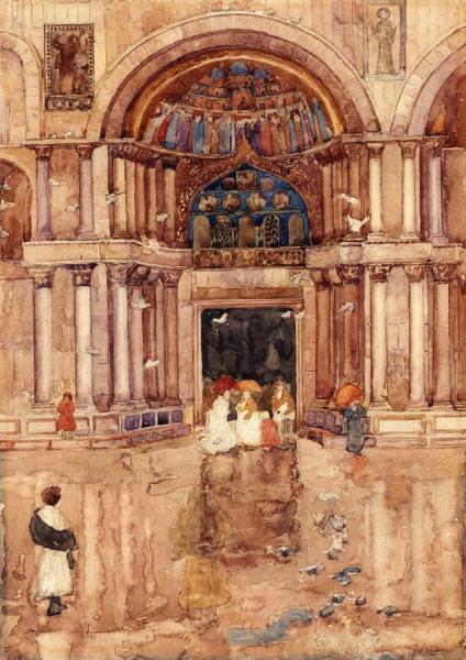 The Porch With The Old Mosaics, St. Marks, Venice by Maurice Brazil Prendergast