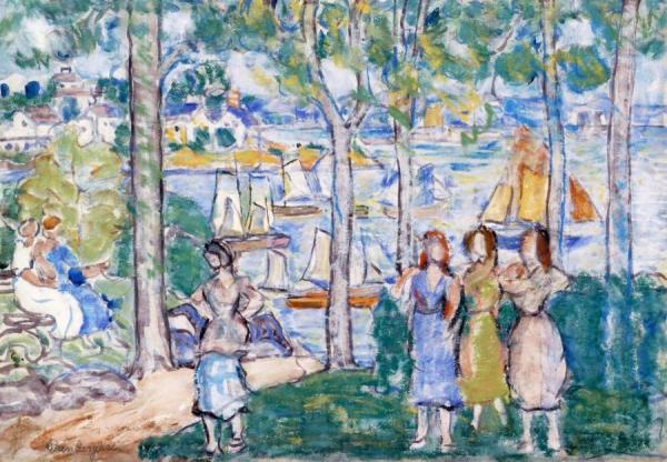 Threes, Houses, People by Maurice Brazil Prendergast