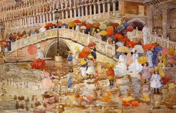 Umbrellas In The Rain by Maurice Brazil Prendergast