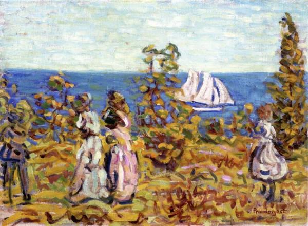 Viewing The Sailboat by Maurice Brazil Prendergast