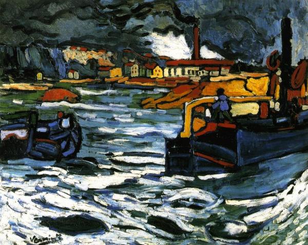 A Barge On The Seine River by Maurice De Vlaminck