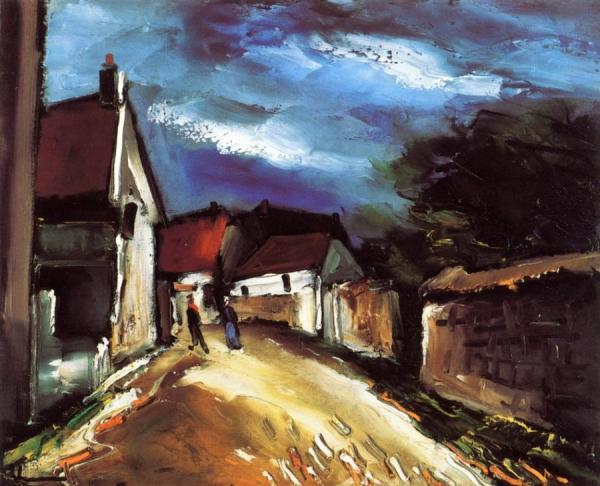 A Couple On A Village Road by Maurice De Vlaminck