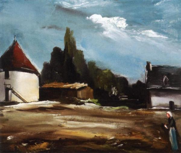 A Farmer In Her Yard by Maurice De Vlaminck