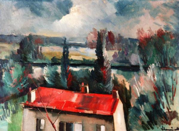 A Red Roof by Maurice De Vlaminck