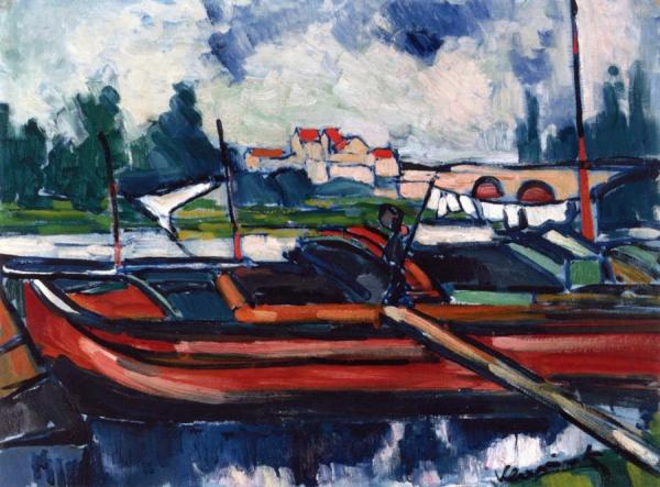 Barge On The River by Maurice De Vlaminck
