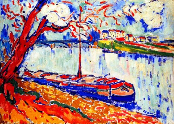 Barge On The Seine At Pecq by Maurice De Vlaminck