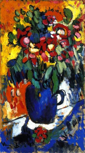 Blue Vase With Flowers by Maurice De Vlaminck