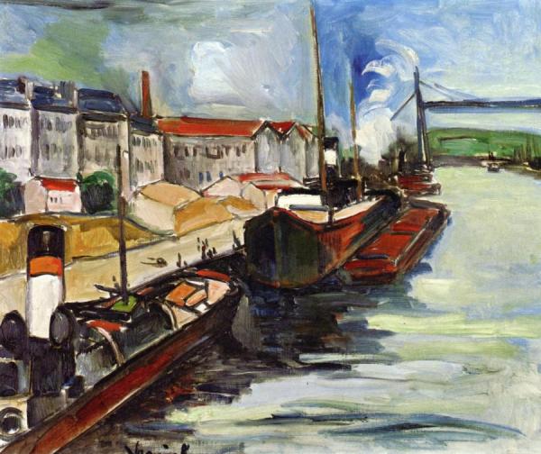 Boats At Dock by Maurice De Vlaminck