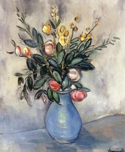 Bouquet In A Blue Pot by Maurice De Vlaminck