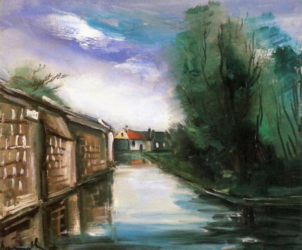 Canal Bordering The Village by Maurice De Vlaminck