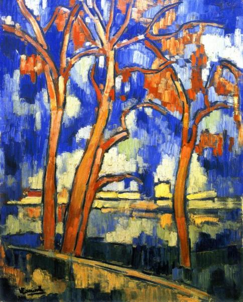 Chatou, Landscape With Red Trees by Maurice De Vlaminck