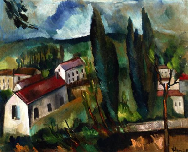 Farm And Poplars by Maurice De Vlaminck Oil Painting Reproductions