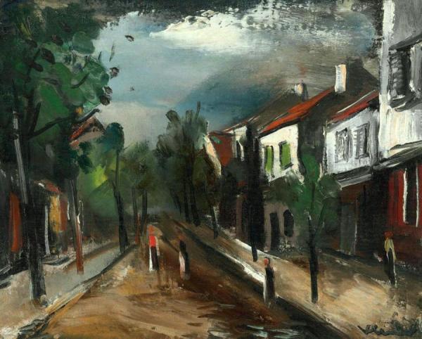 Figures In A Street by Maurice De Vlaminck