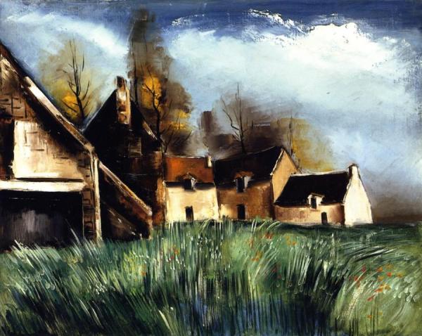 House And Fields Of Wheat by Maurice De Vlaminck
