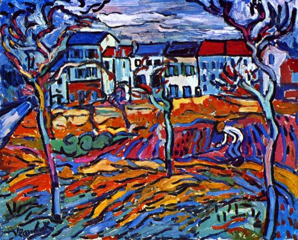 Houses At Chatou by Maurice De Vlaminck
