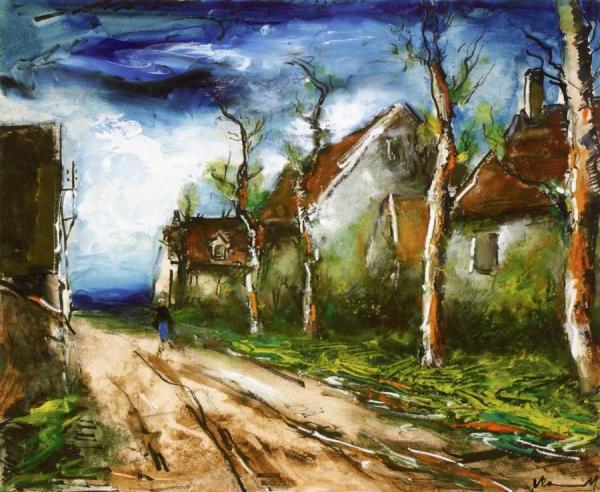 Houses On A Road by Maurice De Vlaminck